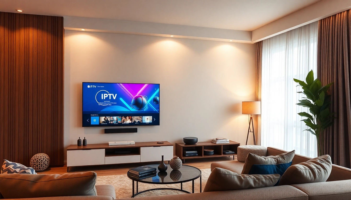 Engaging IPTV Suisse services showcased on a sleek TV in a modern living room.