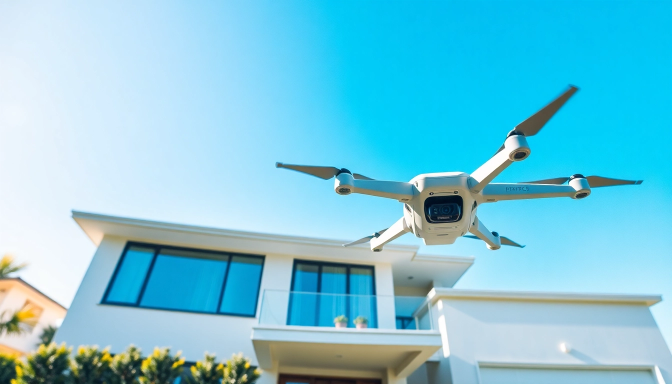 Showcase the best drone for real estate photography capturing an aerial view of a beautiful property.