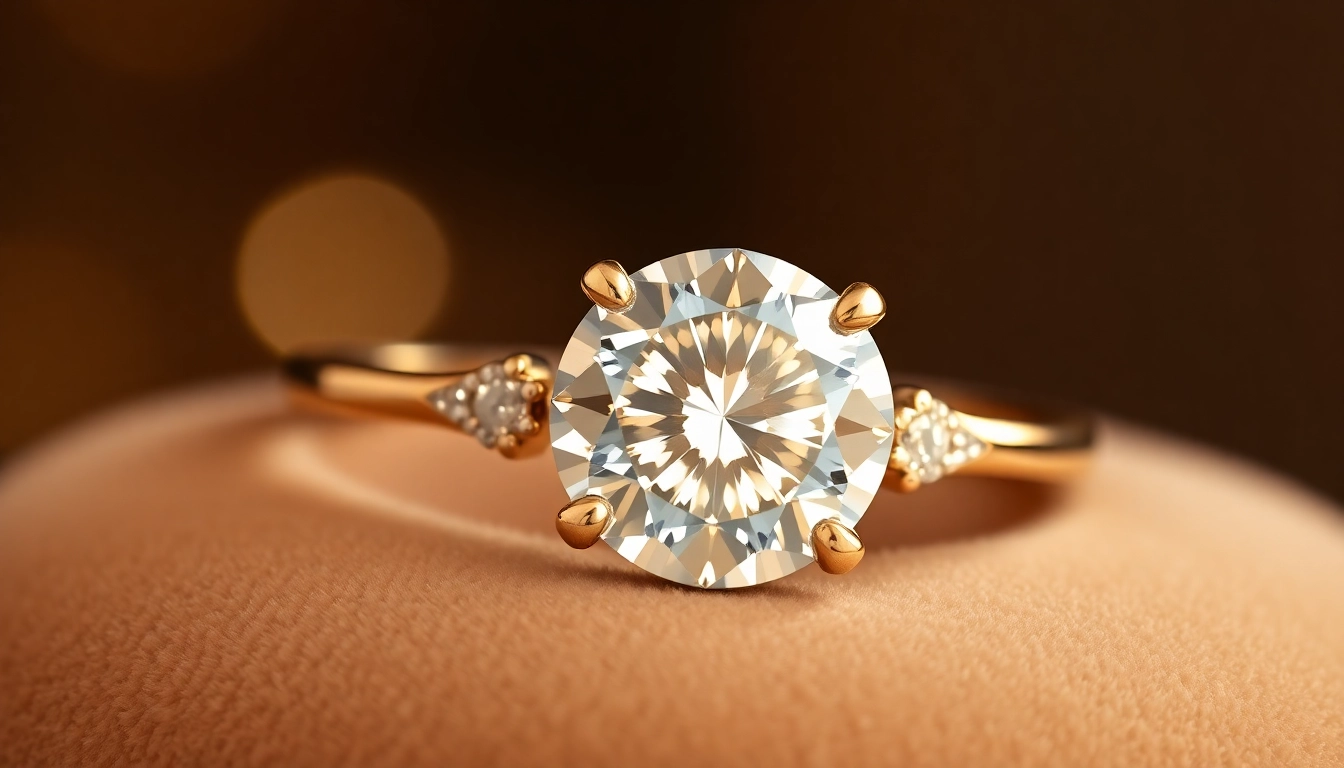 Admire this stunning 3 Carat Engagement Ring with a brilliant cut diamond set in a warm gold band.