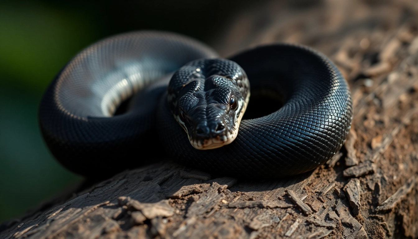 Black ball python for sale showcasing its glossy black scales and unique patterns, inviting reptiles enthusiasts to explore.