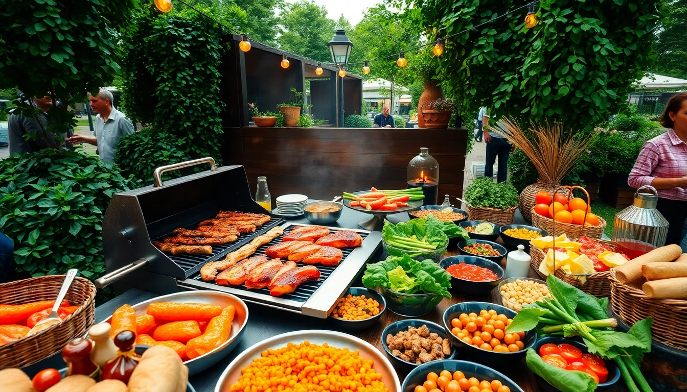 Enjoy delicious catered grill buffets and BBQ in Berlin with vibrant food displays and a lively atmosphere.