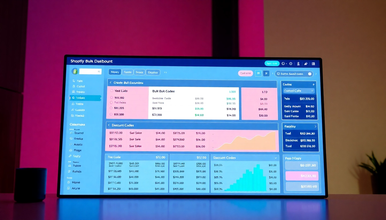 Generate Shopify bulk discount codes effortlessly with a sleek interface and vibrant dashboard.