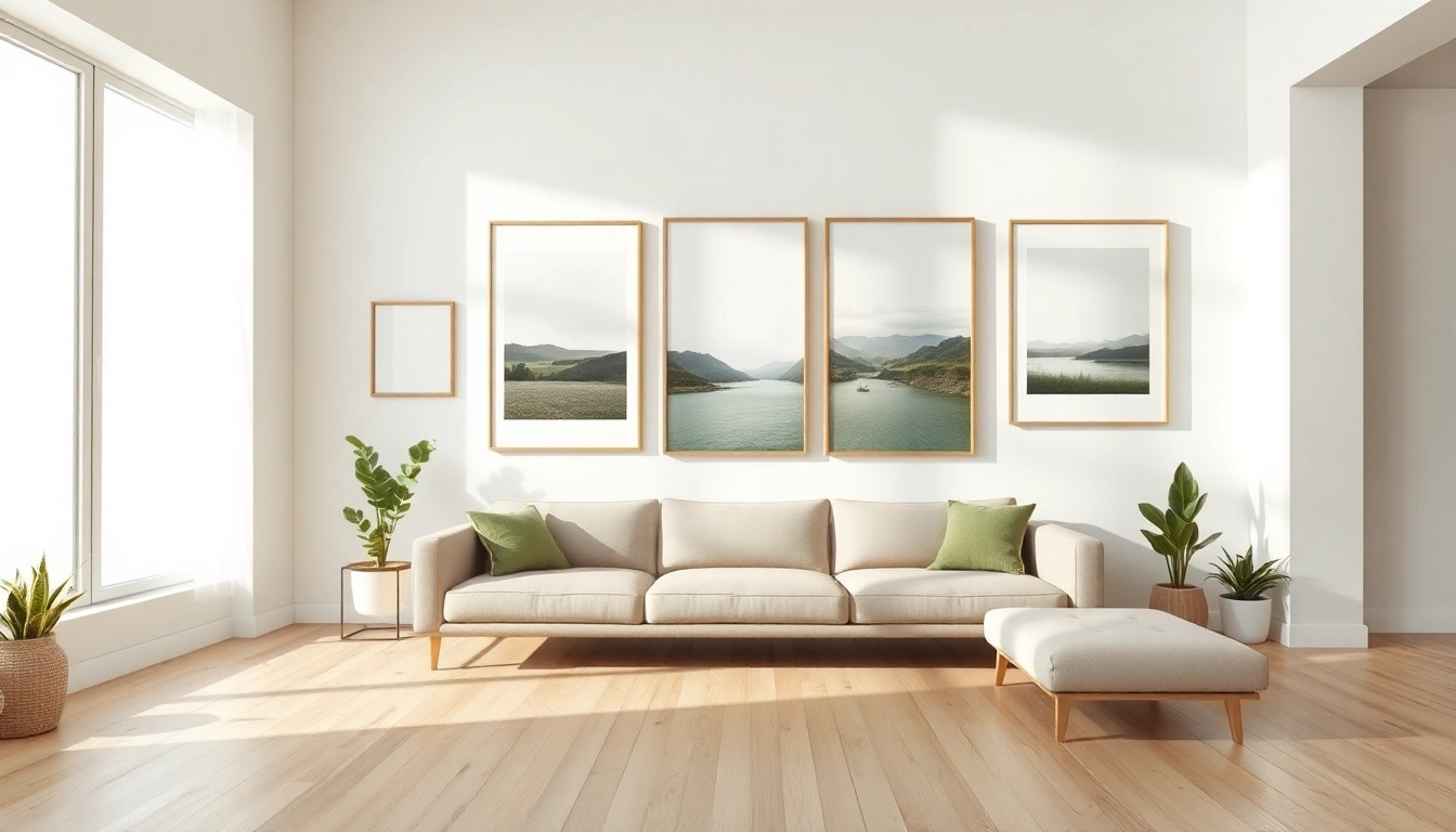 Showcasing modern design picture frames in a sophisticated interior with natural light.