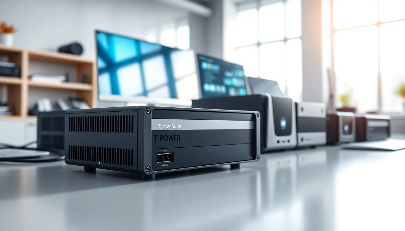 Showcasing TPower devices with sleek designs in a modern workspace.