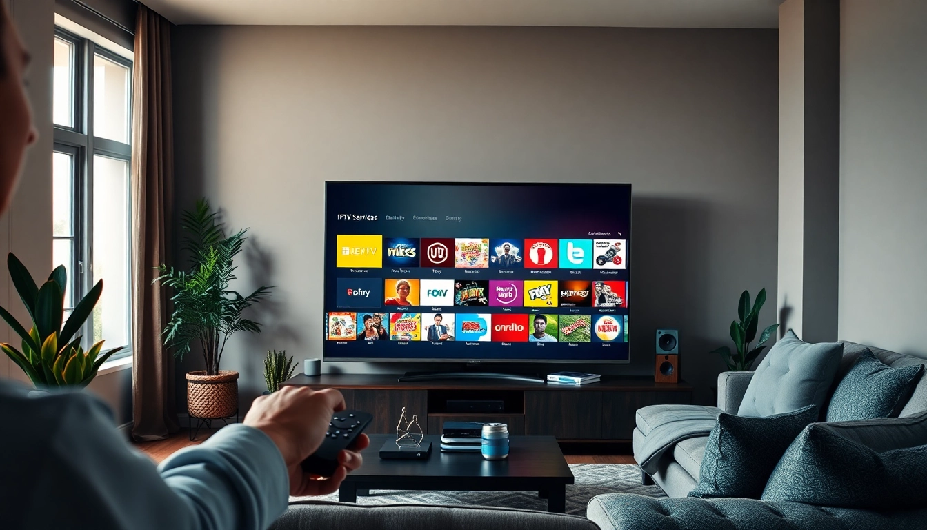 Engaging overview of IPTV services displayed on a modern TV screen with user interaction.