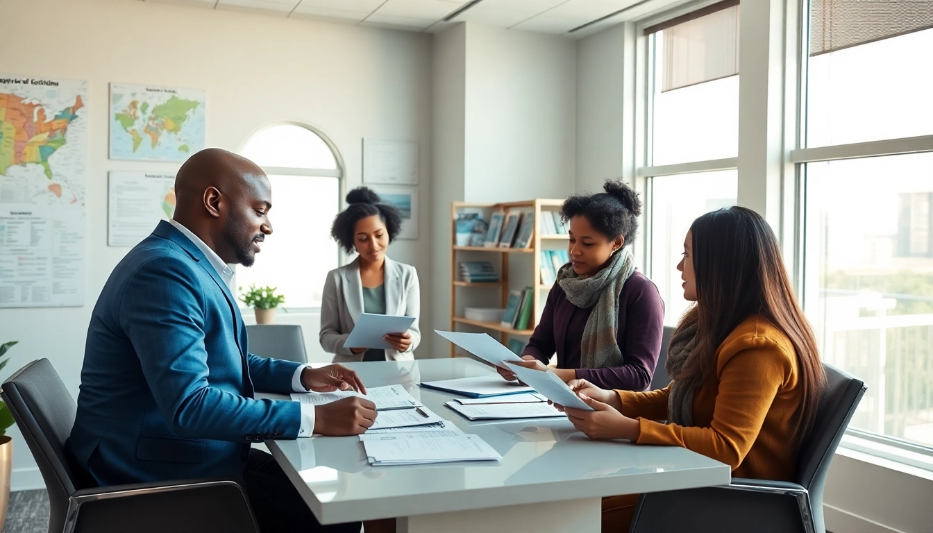 Learn about ciudadania with a professional consultant supporting immigrants in a modern office.