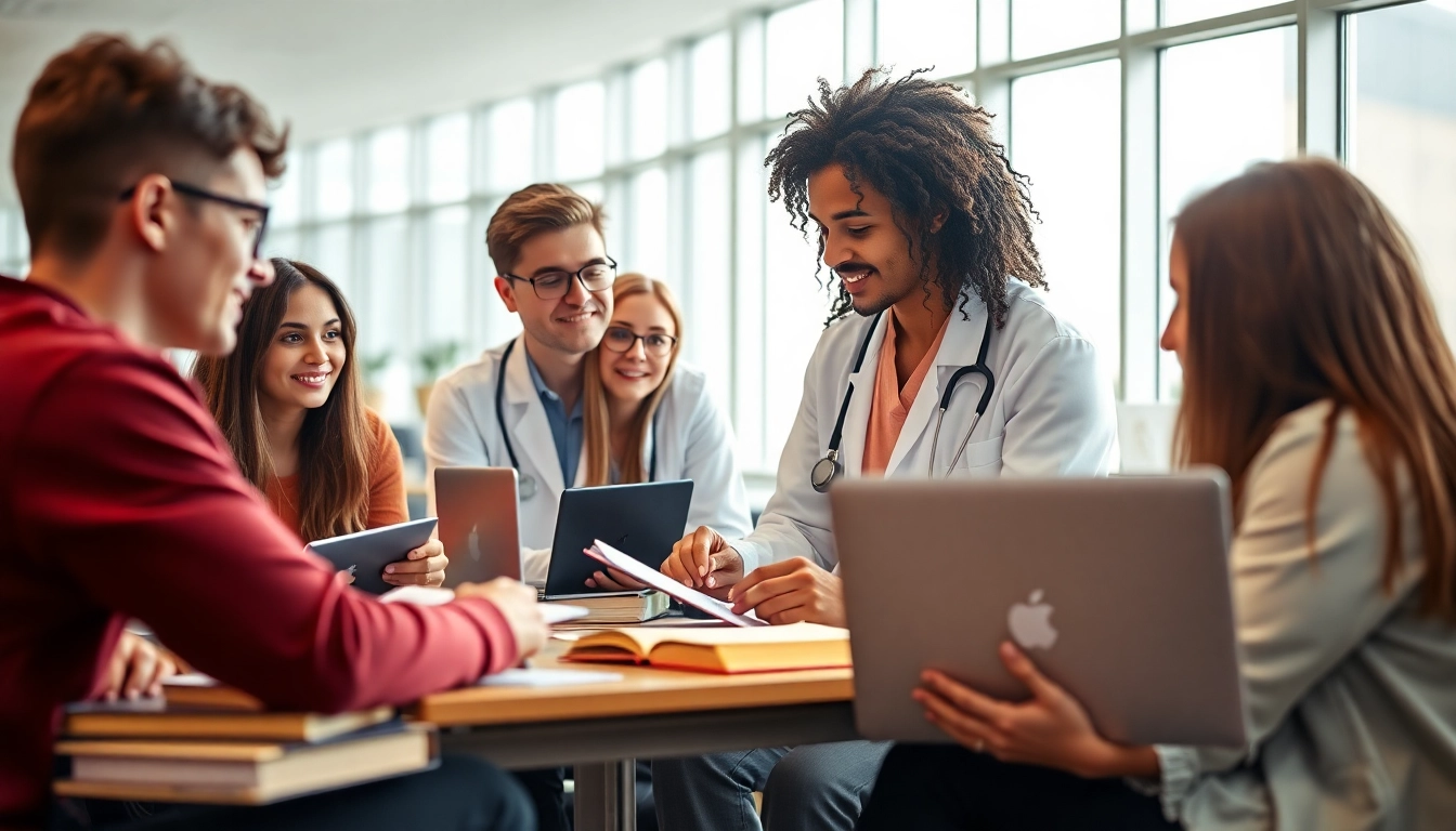 Medizinstudium ohne Aufnahmeprüfung: Engagierte Studierende im Austausch über Studienmöglichkeiten.