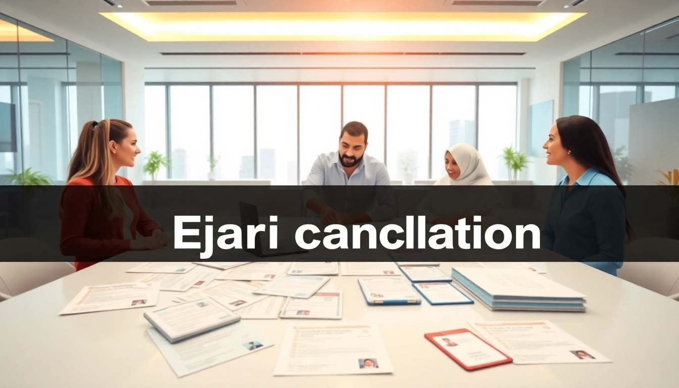 Guidelines for ejari cancellation process in Dubai illustrated by professionals collaborating.