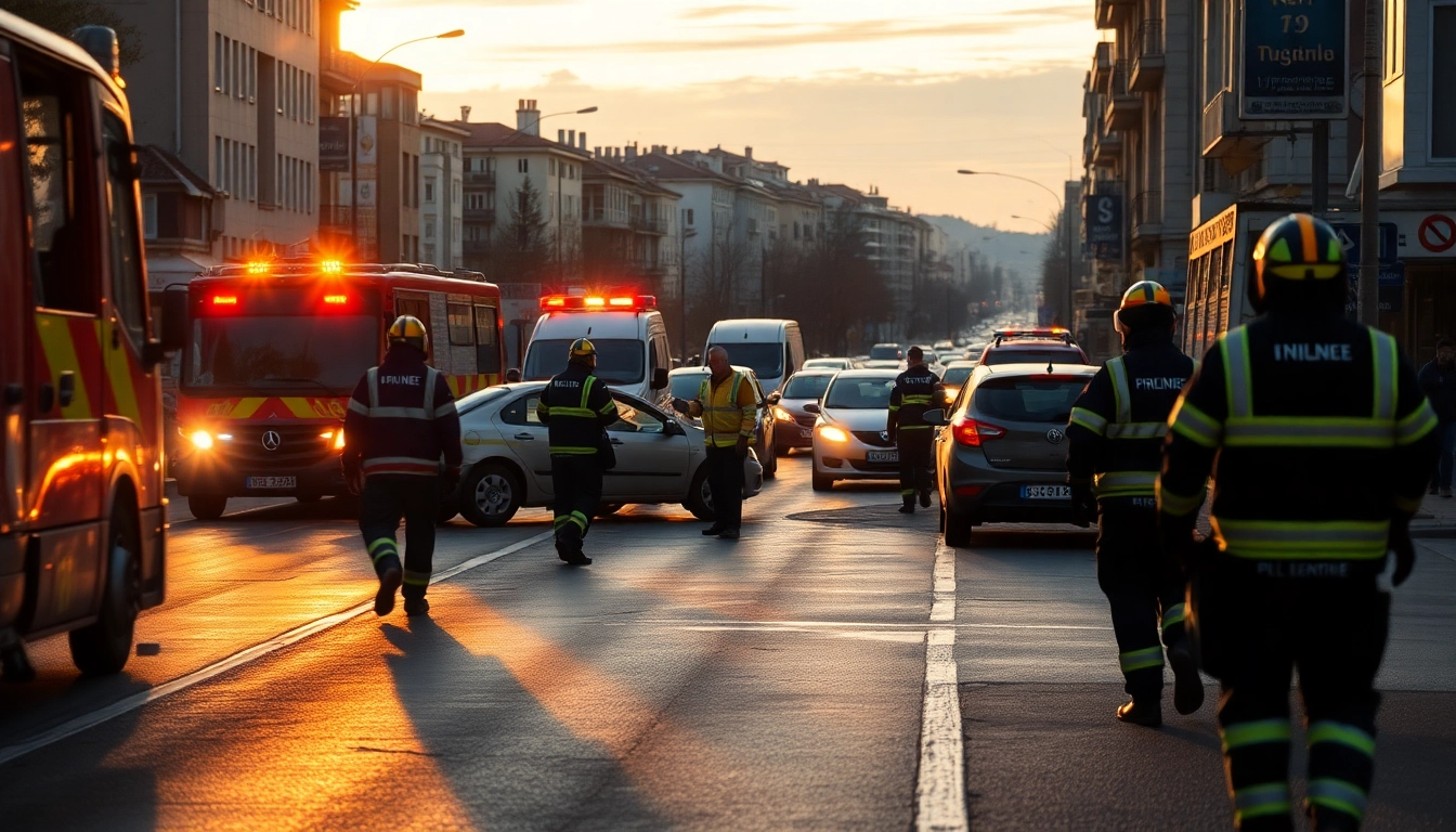 Düzce haber son dakika: Emergency responders at a traffic accident site in Düzce, emphasizing action and community safety.