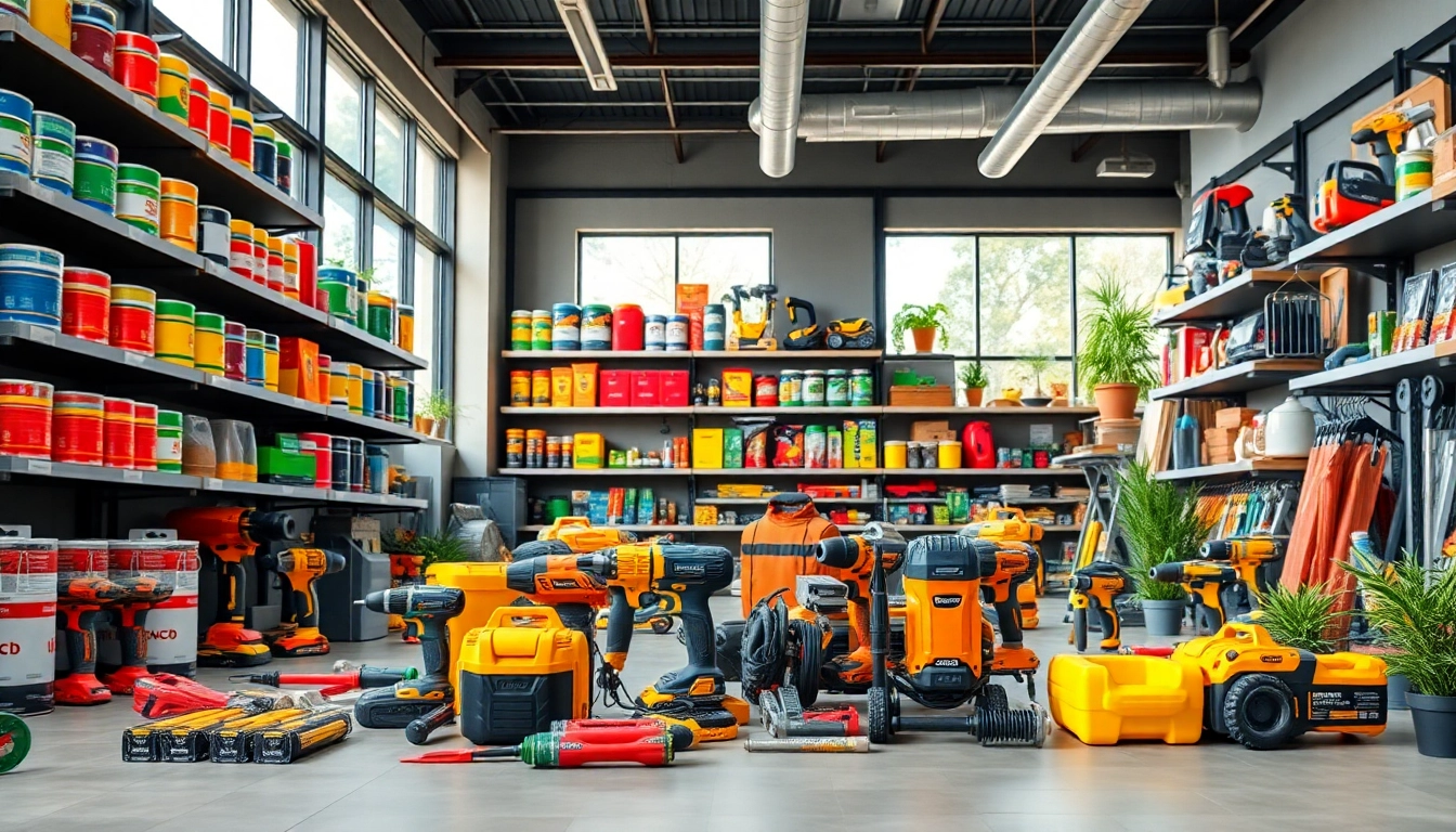 Zeigen Sie hochwertige Heimwerkerprodukte von https://heimwerkglobal.de/ in einem modernen Einzelhandelsumfeld.