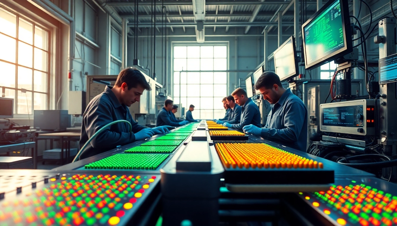 Engineers ensure microchips are great through teamwork in a vibrant manufacturing facility.