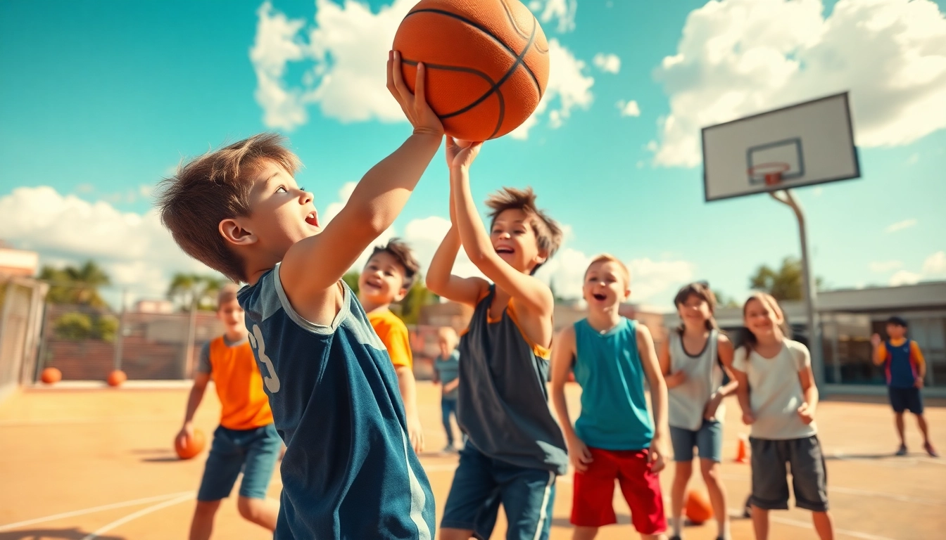 Young basketball enthusiasts playing passionately on an outdoor court demonstrating their skills.