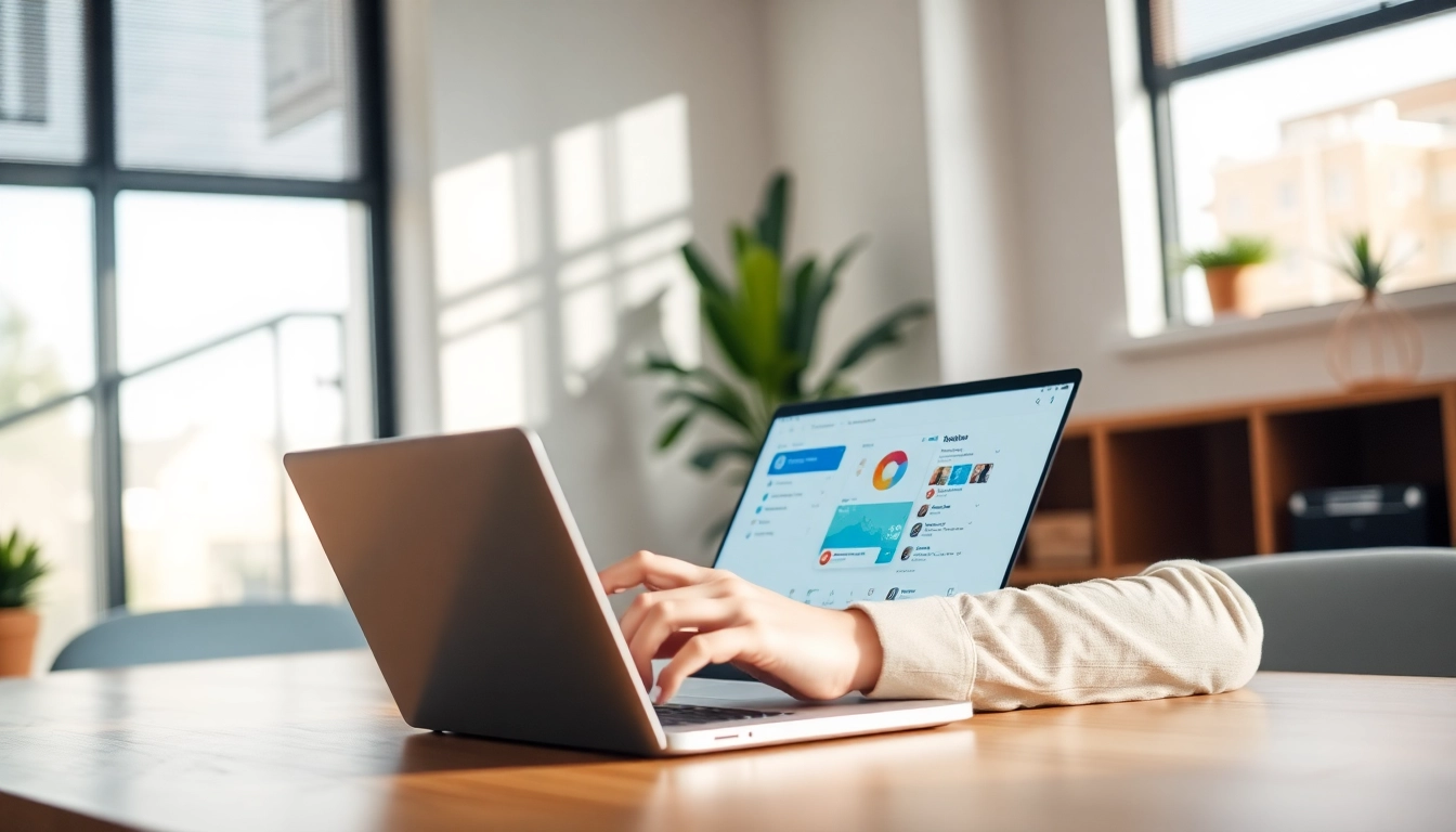 Interact with the Telegram電腦版 interface in a modern workspace setting for seamless communication.