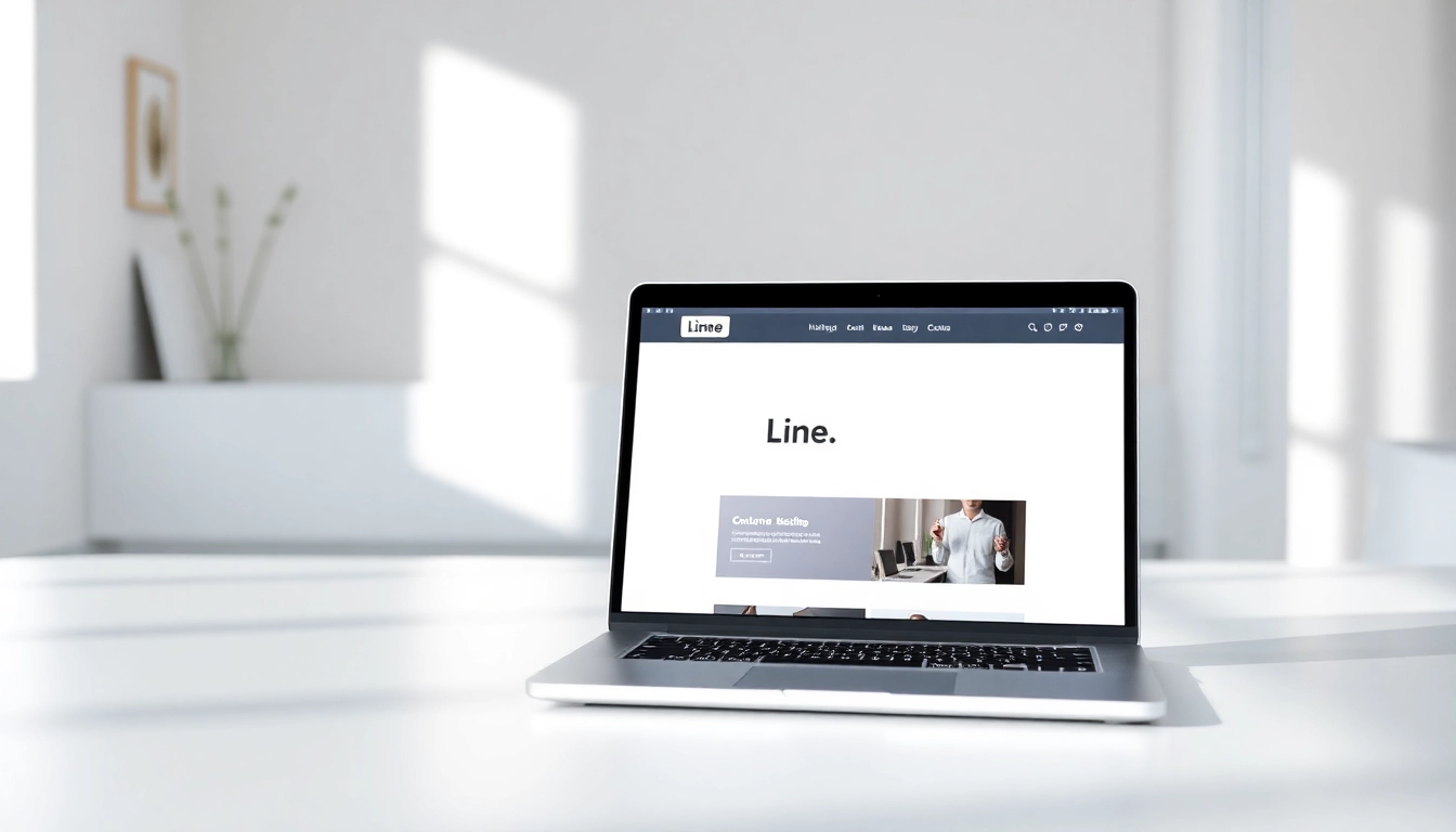 Download the line電腦版下載 software through a modern laptop set on a stylish work desk.