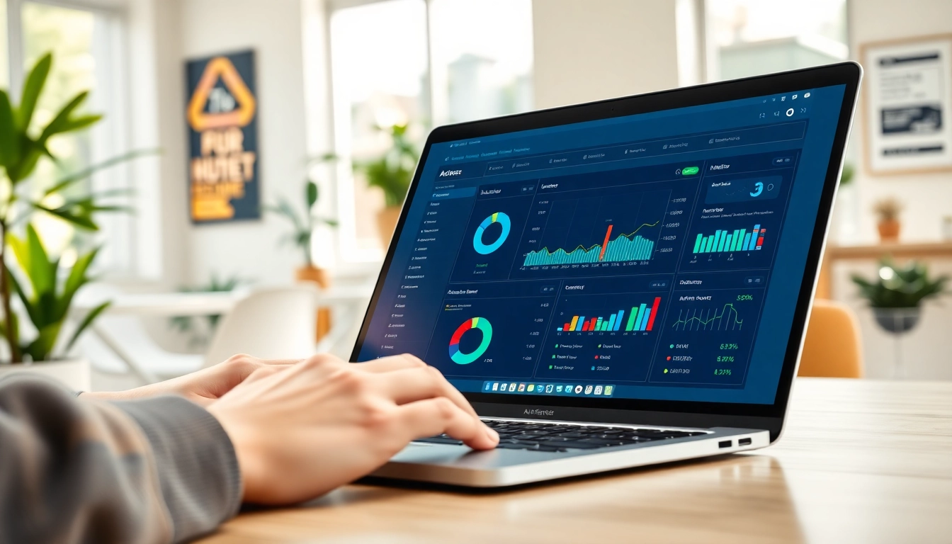Engaging AI checker dashboard on a laptop in a modern workspace.
