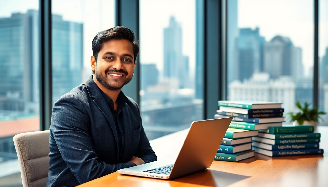 Aravind Srinivas presenting innovative ideas in a modern office.