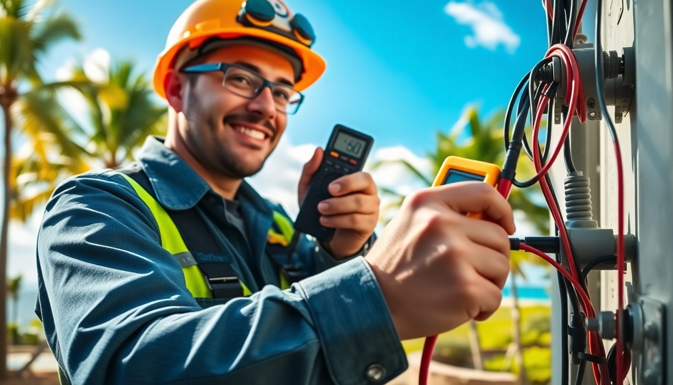 Engaged electrician apprenticeship hawaii participant working diligently on electrical systems.