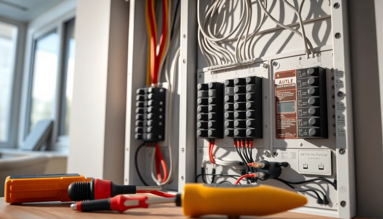 Inspecting an Electrical Panel with essential tools in a professional setting.