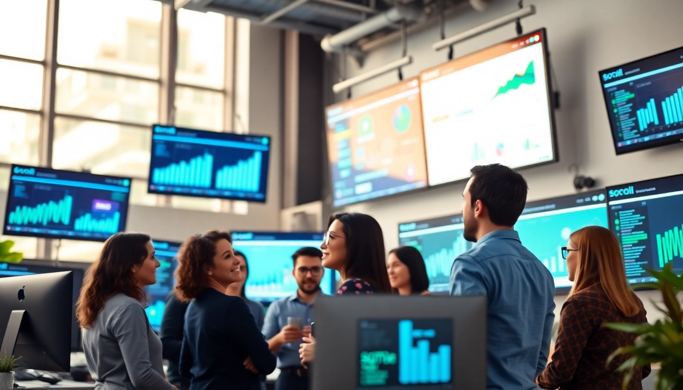 Creating effective FUNNEL BUILDING Ai strategies with a collaborative team in a modern office.