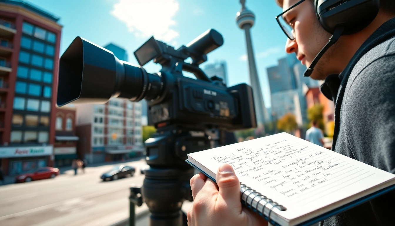 Capture the essence of Stories Documentaries Toronto with a filmmaker amid Toronto's vibrant urban landscape.