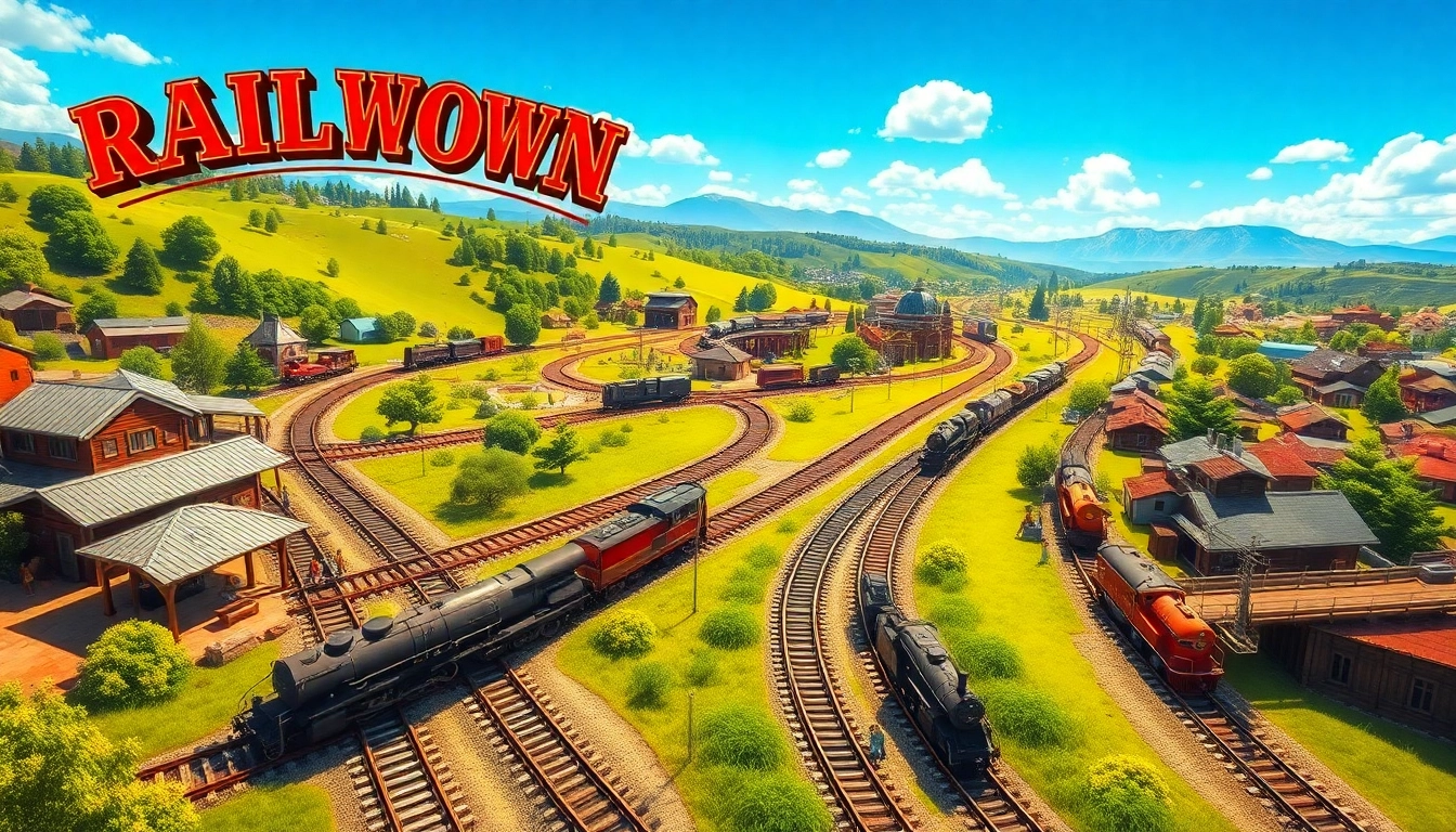 Engaging visual of the railroad tycoon free download landscape with trains and a vibrant train station.