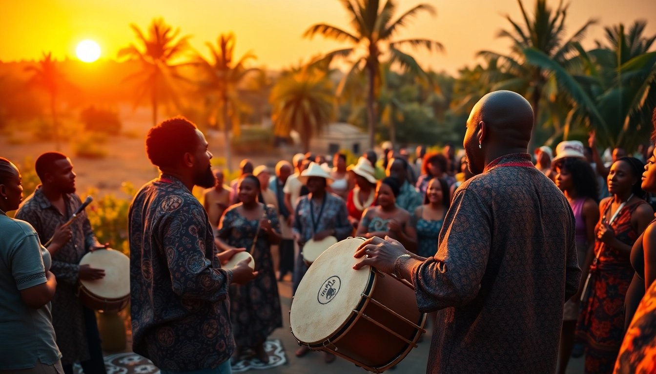 Celebrating New African music releases with a lively outdoor performance featuring diverse musicians.