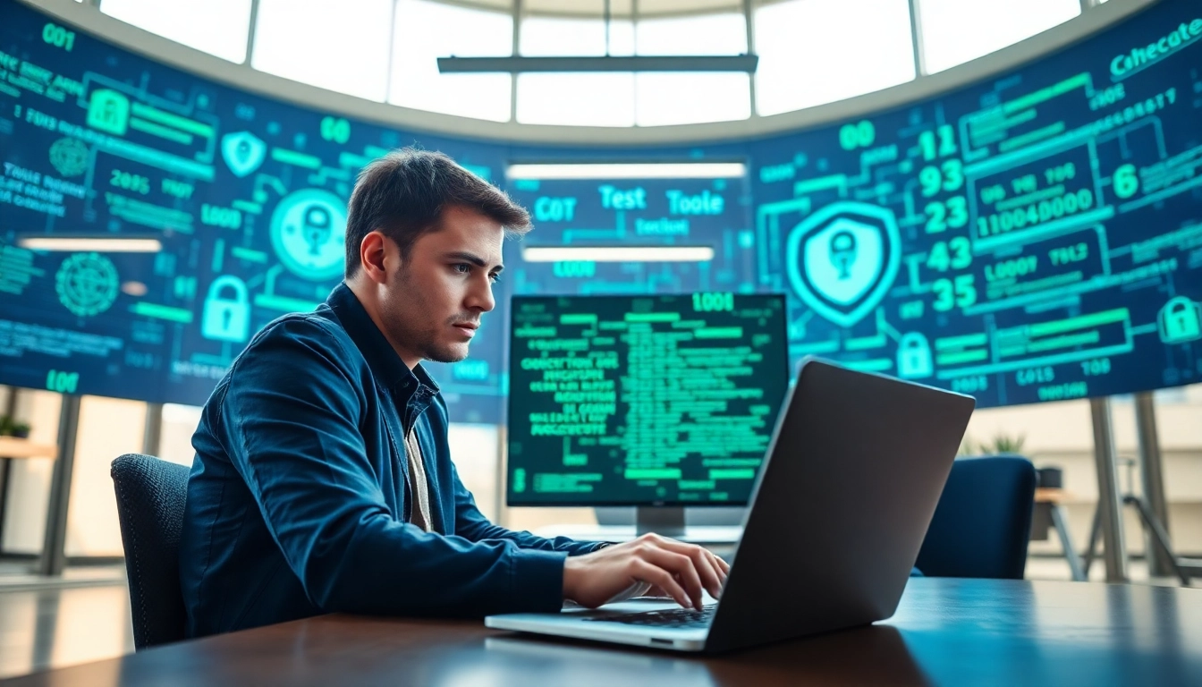 Ethical Hacking: Professioneller Hacker arbeitet konzentriert an seinem Laptop in einer modernen Büroumgebung.