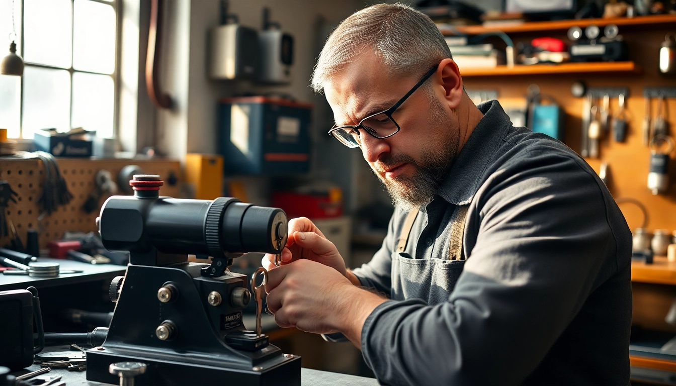 Creating van keys with precision in a locksmith workshop.