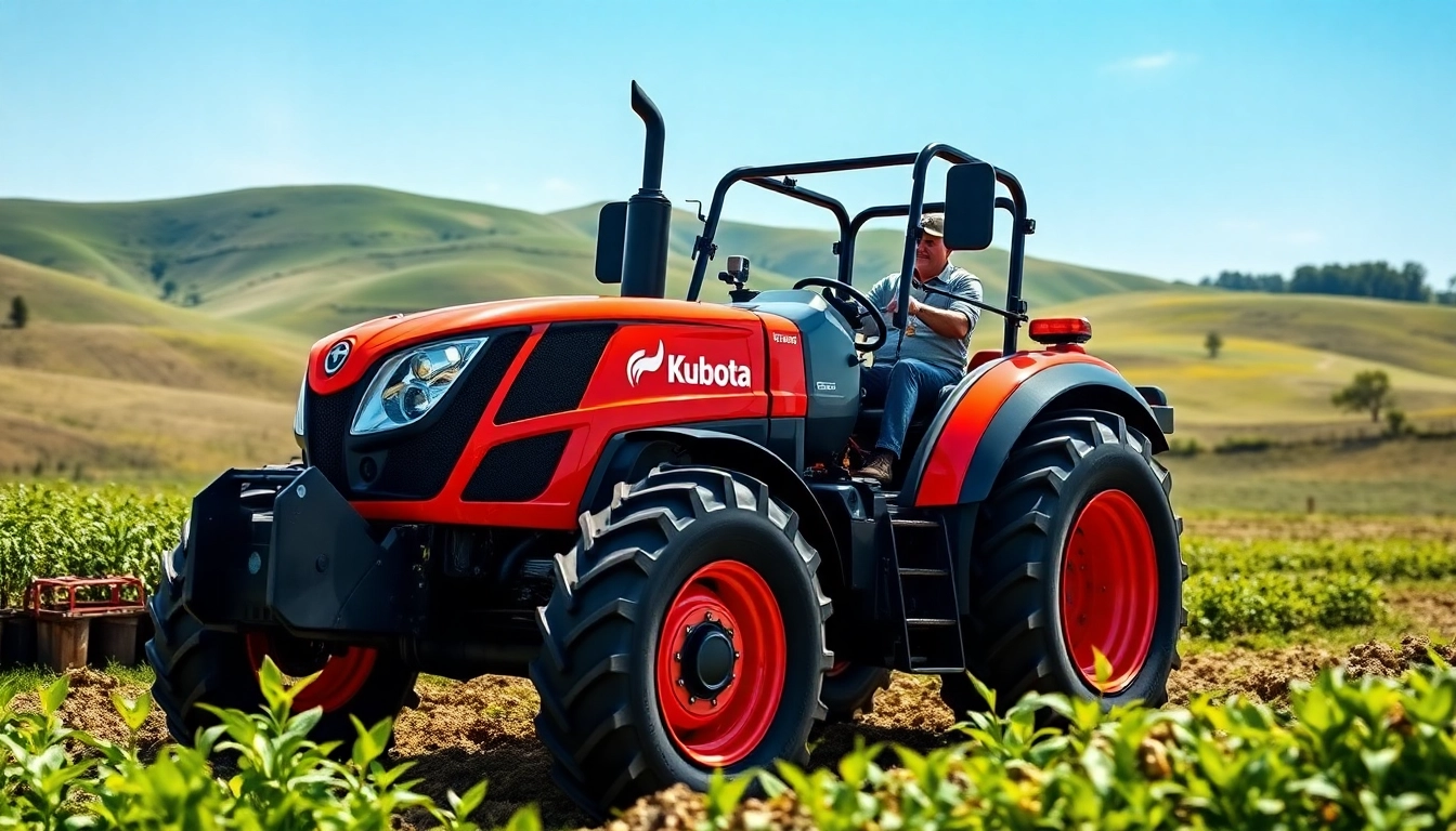 Kuboata Traktor arbeitet effizient auf einem Feld mit fruchtbaren Boden.