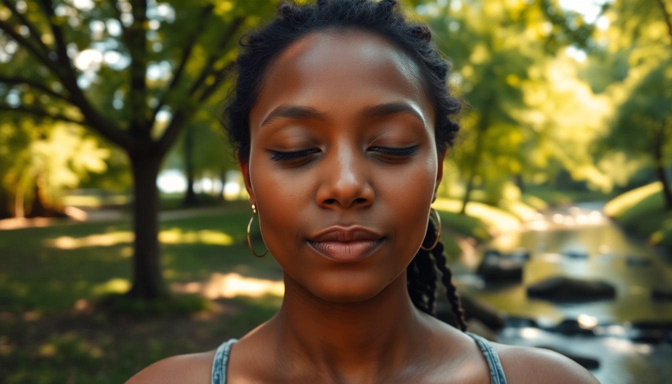 Mindfully managing dealing with stress while meditating amidst nature's tranquility.