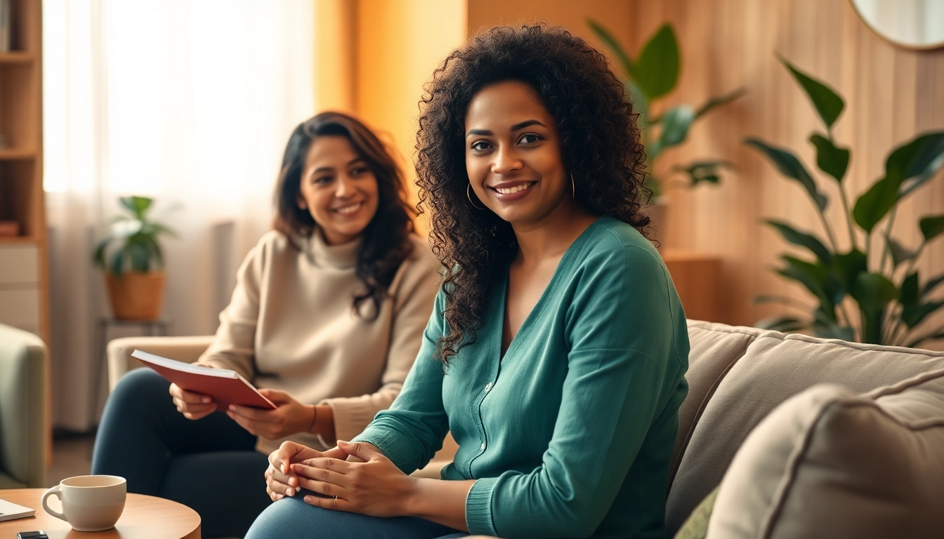 Therapist guiding a client through attachment theory coach sessions in a cozy setting.