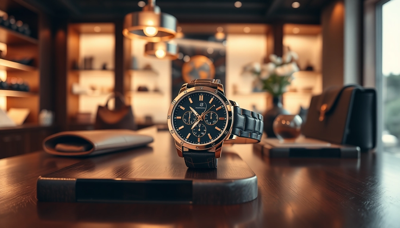 Herren Armbanduhren im eleganten Luxus-Umfeld präsentieren