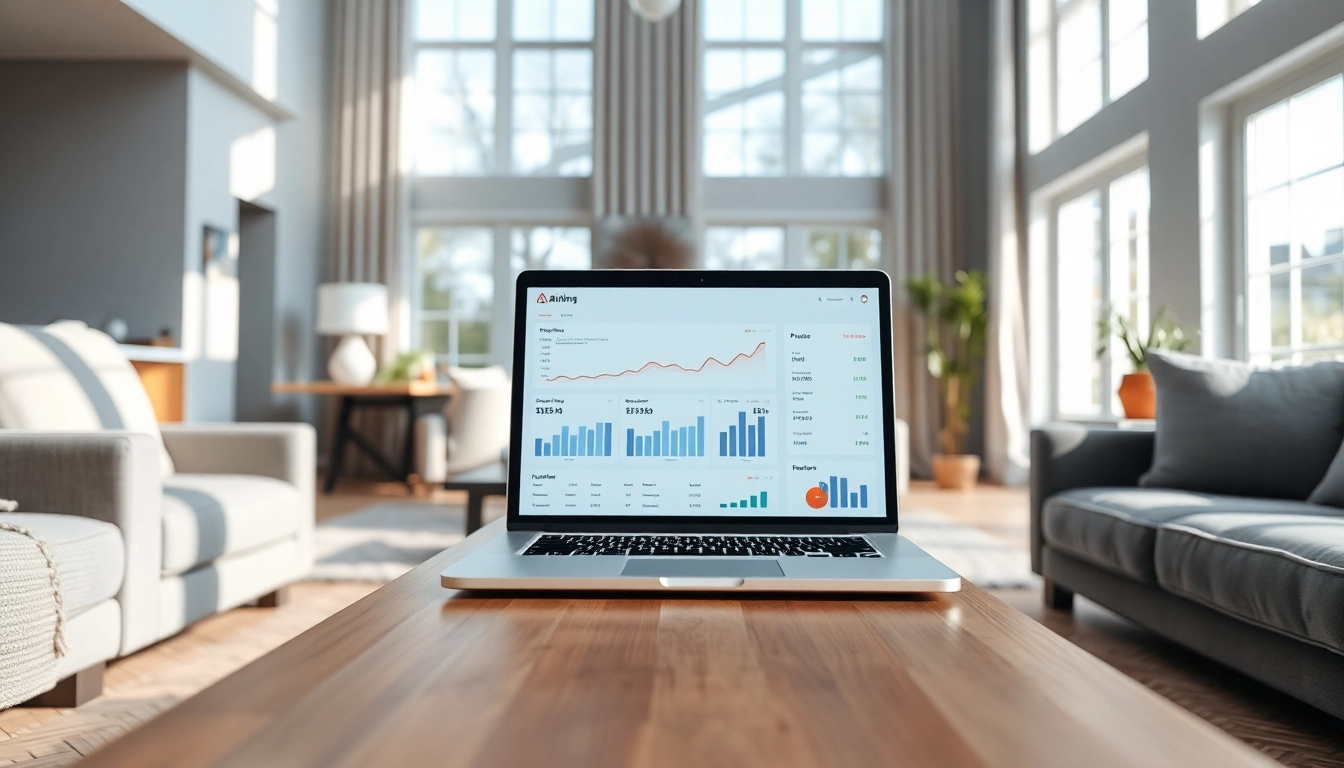 Illustration of smart Airbnb pricing strategy in a modern living space with dynamic pricing charts.