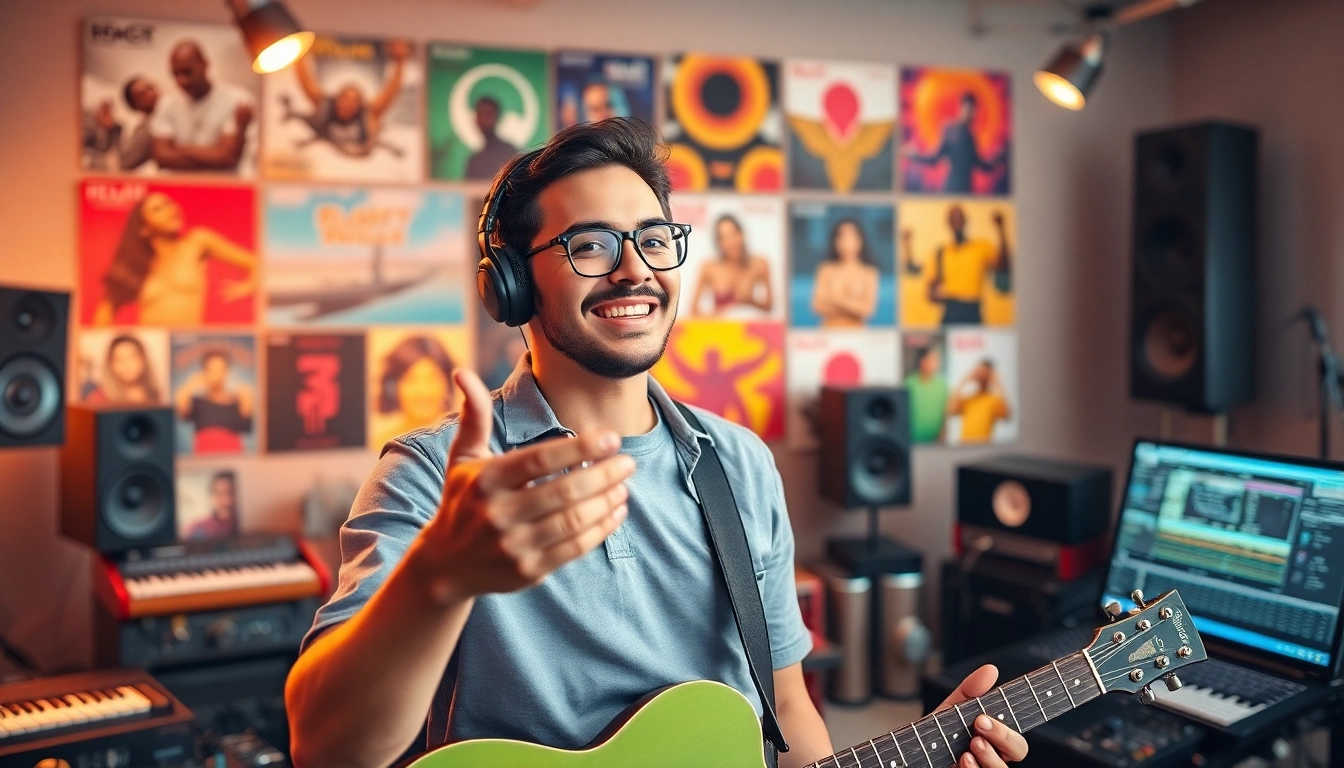 Boost your Spotify promotion with a captivating musician in a modern studio environment.