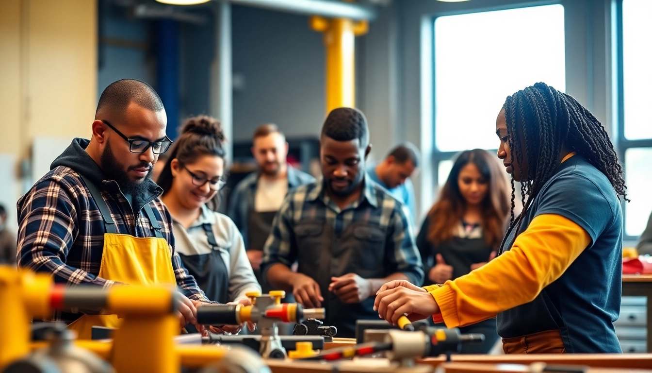Hands-on training at trade school Knoxville TN with diverse students learning practical skills.