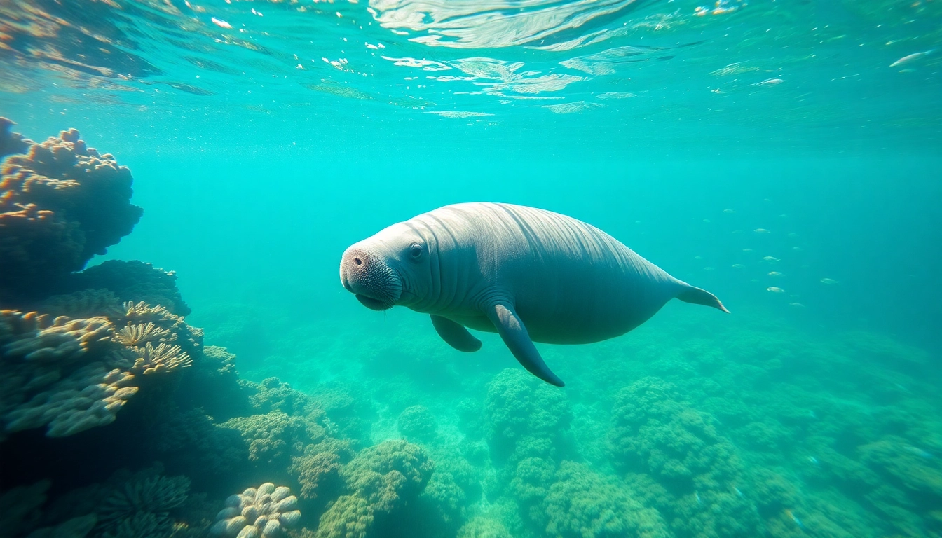 Observe manatees puerto rico swimming in their natural lagoon habitat, surrounded by vibrant marine life.