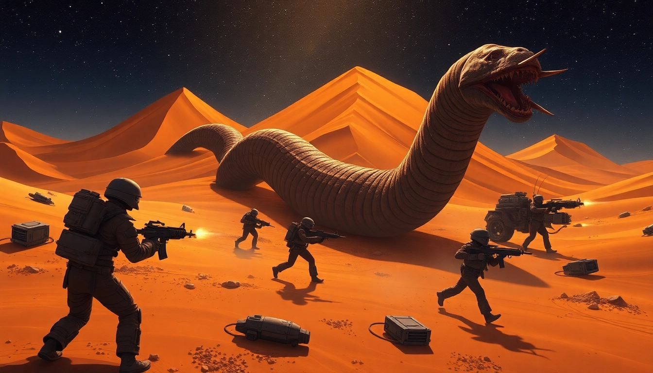 Engage with the Dune 2 game through a thrilling battle scene among dunes.
