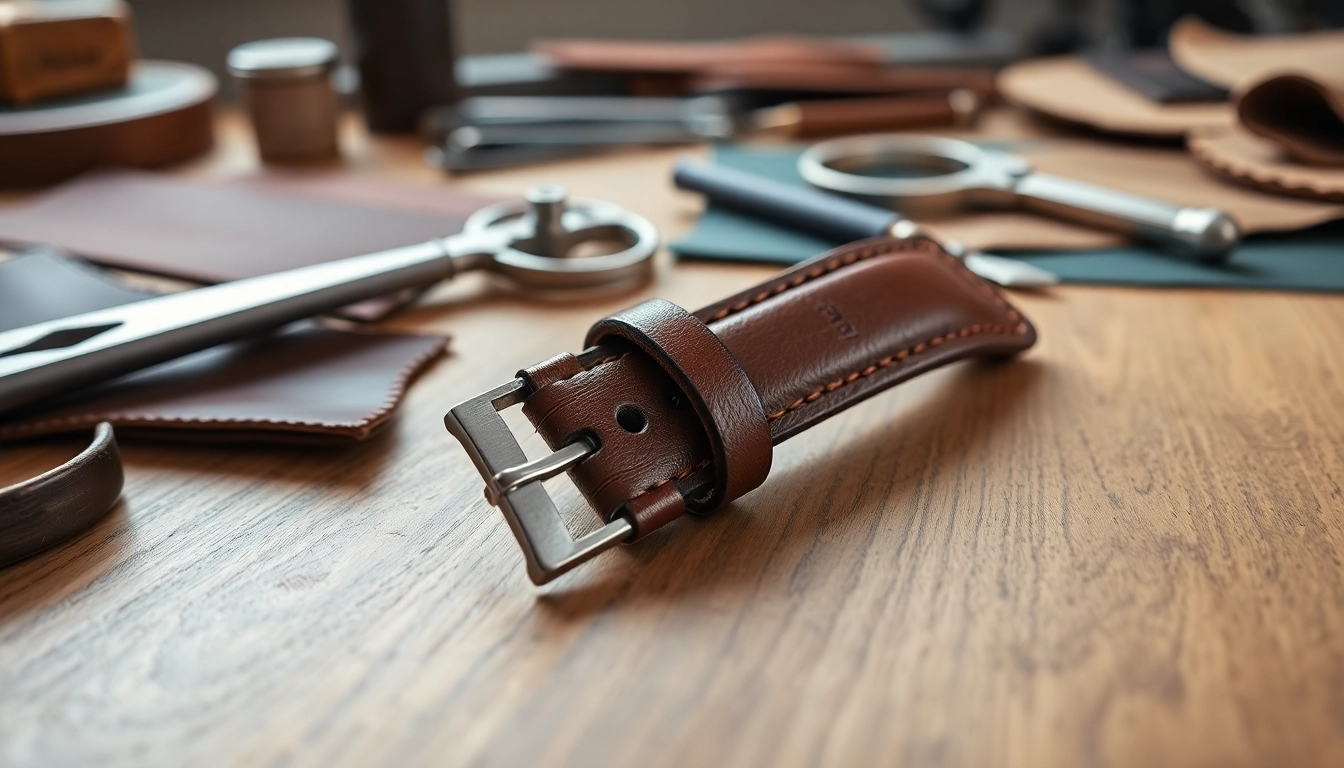 Admire the 20mm leather watch strap featured prominently, highlighting its craftsmanship and elegant details.