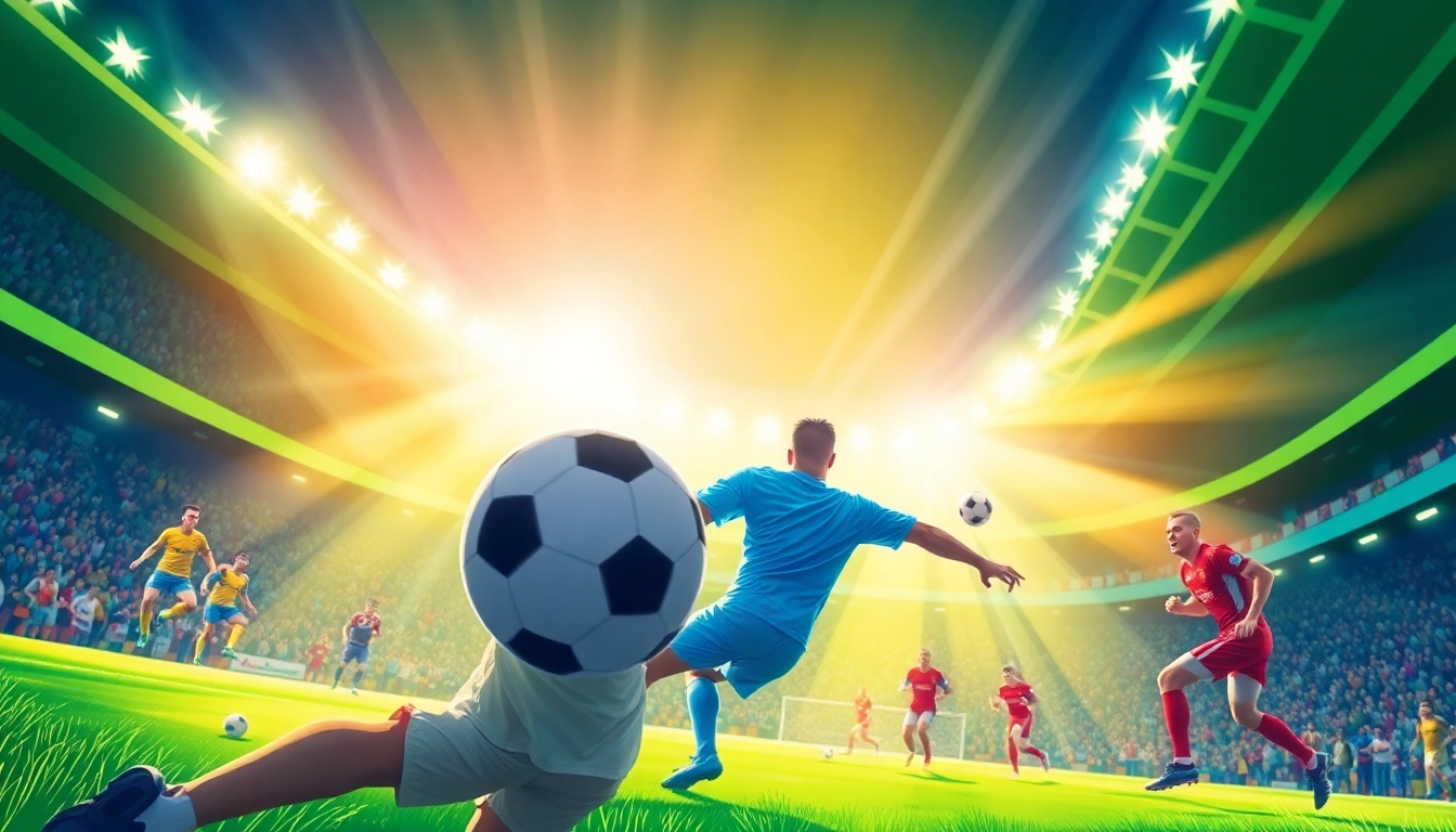 Engage with judi bola action during an exhilarating football match, highlighting a player’s skill and determination.