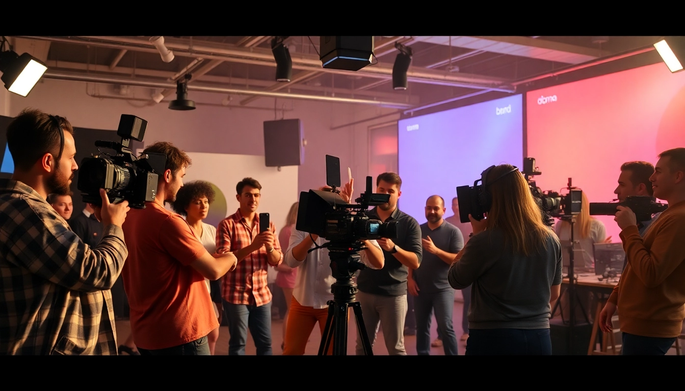 영상제작 process featuring a skilled crew engaged in cinematic creation, highlighting teamwork and creativity.