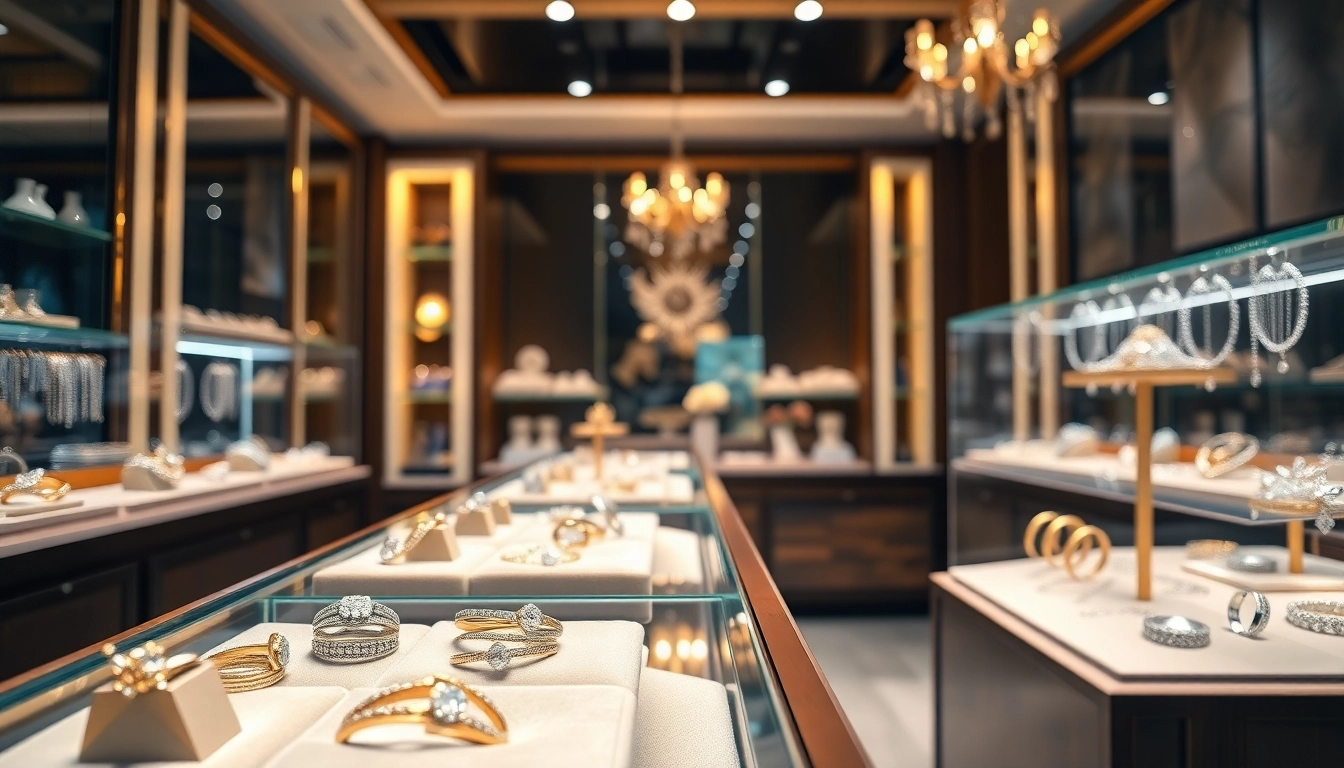 Explore quality jewelry stores near me showcasing luxurious displays in an elegant setting.