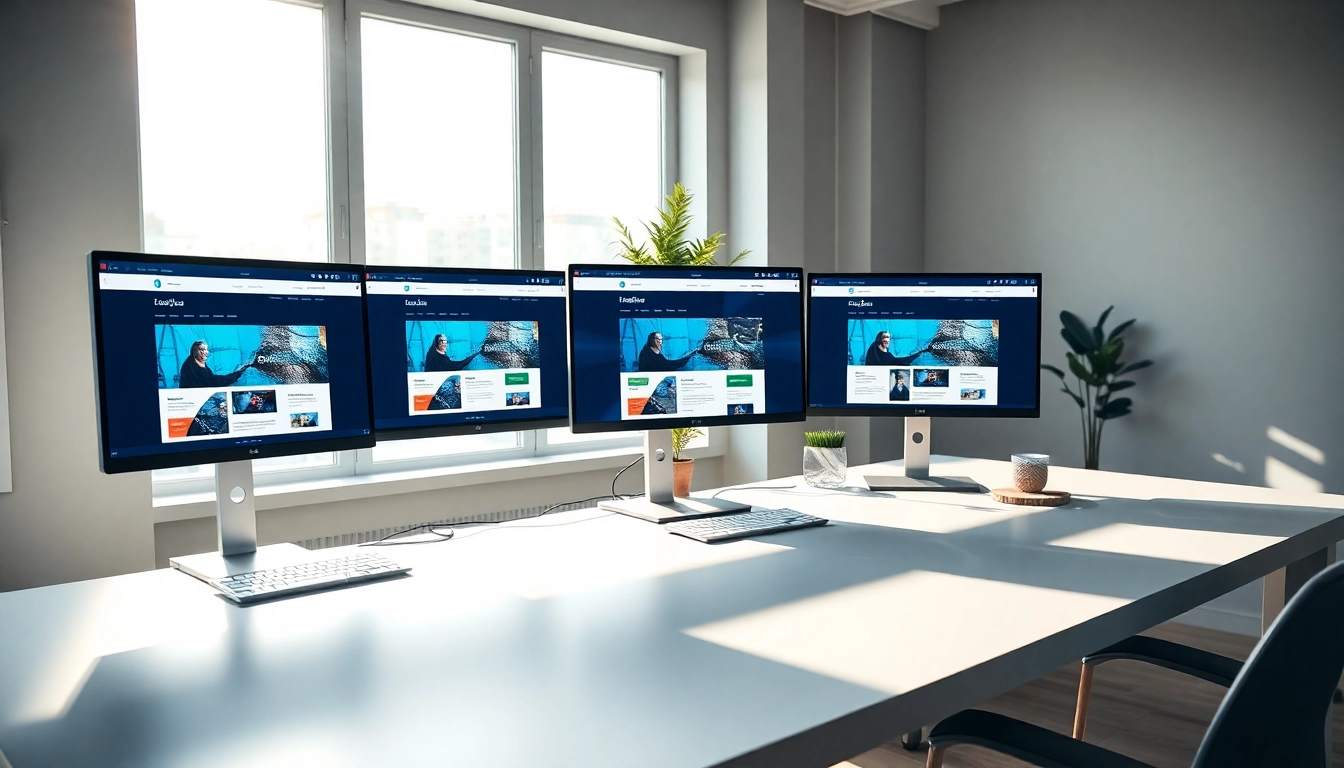 Design an engaging website design layout in a bright and professional workspace.