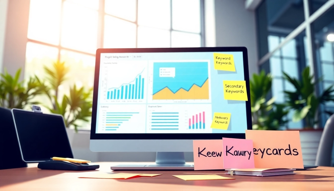 Visual representation of a digital marketing strategy focusing on Secondary Keywords with graphs and notes.