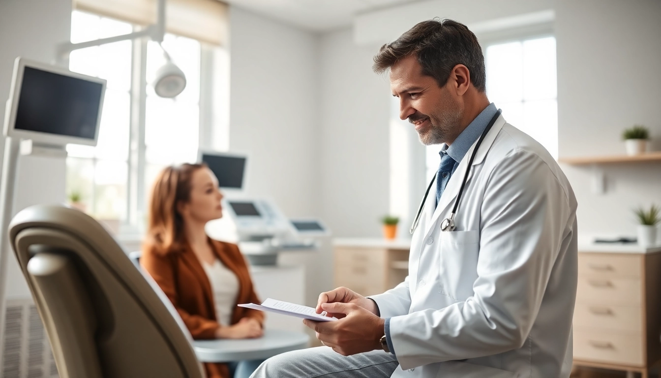 Consultation with dr parker in a warm, professional clinical setting showcasing patient interaction.