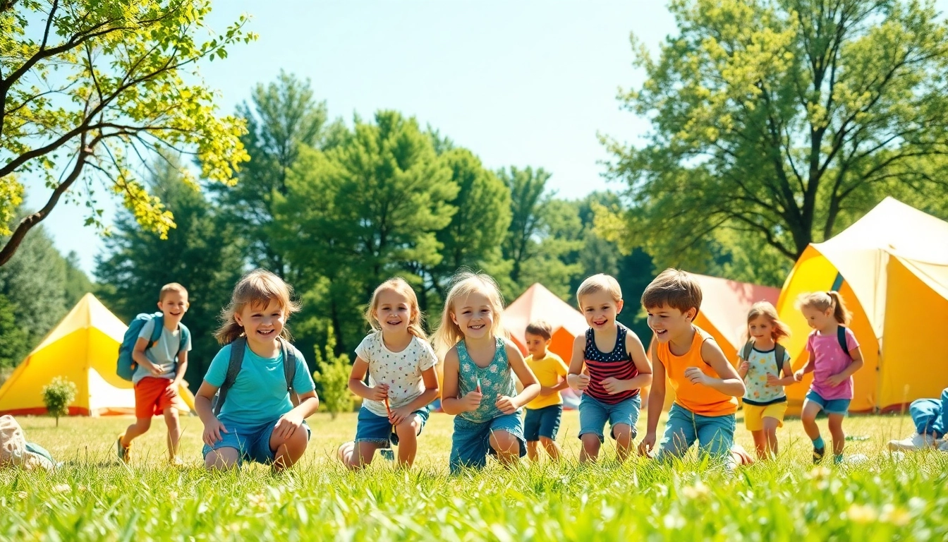 Children enjoying activities at holiday camps in a vibrant summer setting.