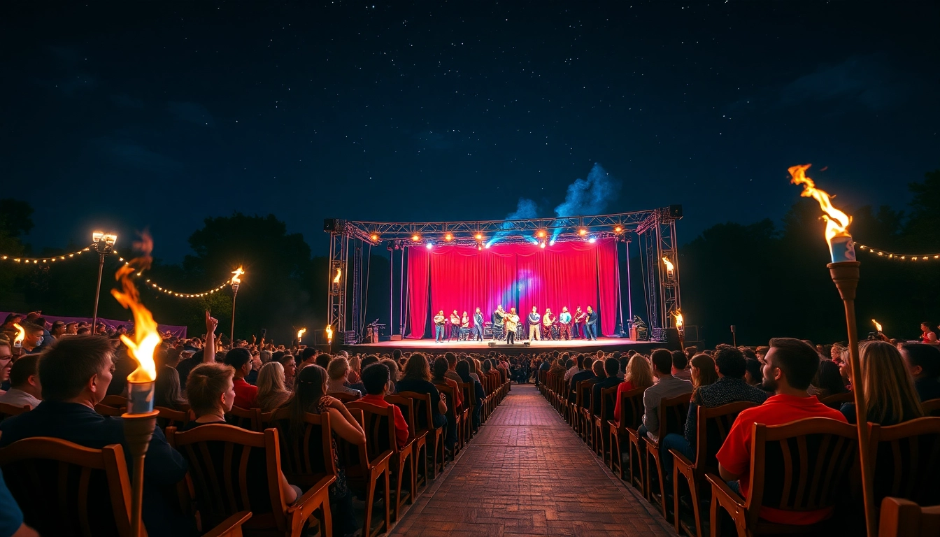 Experience the excitement at firelight theater with an engaging outdoor performance.